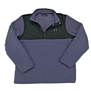 Under Armour Golf Mens XL Purple Black Sherpa Fleece Snap Button Pullover Jacket
